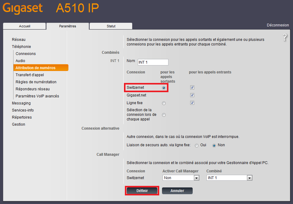 Attribution de numéros A510IP