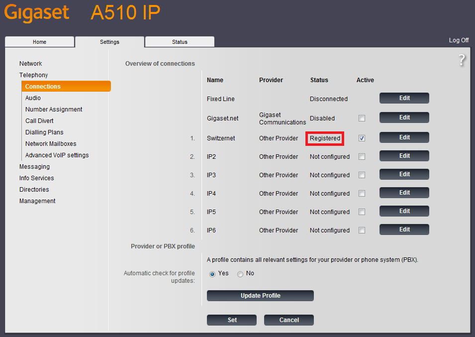 A510IP Telephone Registered