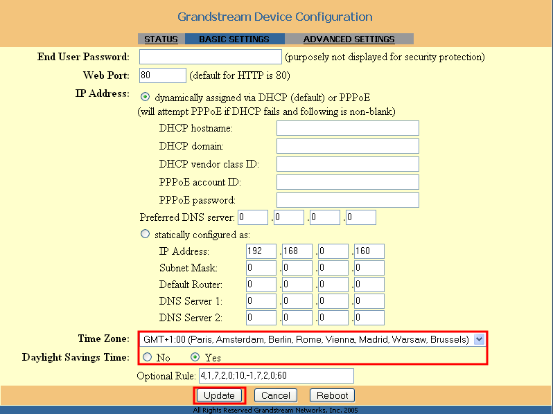 BudgeTone 100 Basic Settings