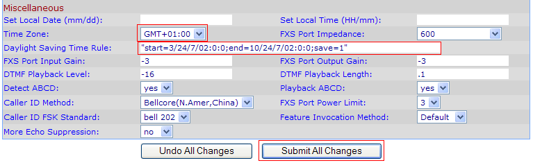 Linksys SPA 3000 daylight savings settings page