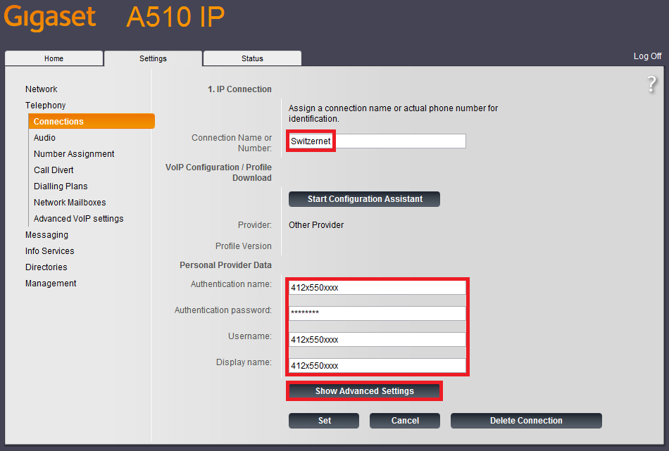 A510IP Telephony Basic Settings