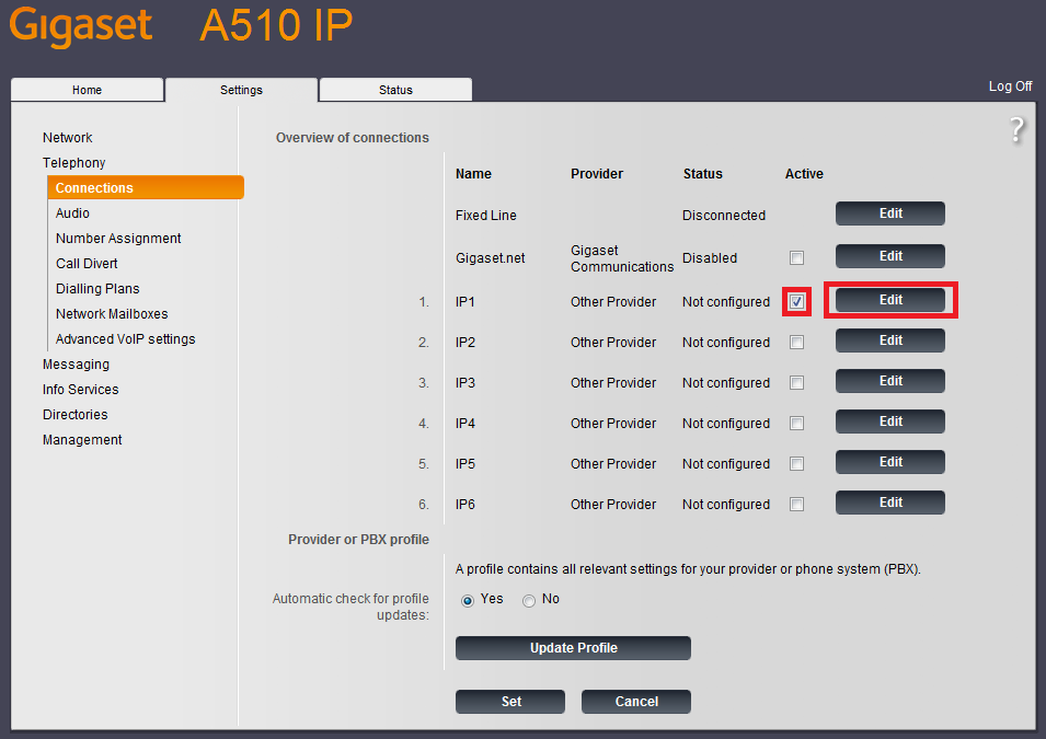 A510IP Telephony Connections