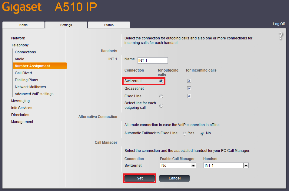 A510IP Telephony Number Assignment