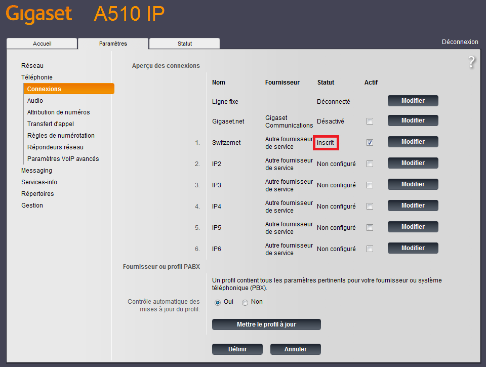 Téléphone enregistré A510IP