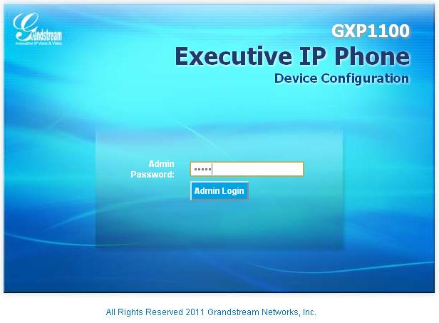 GXP1100 Administrateur Login