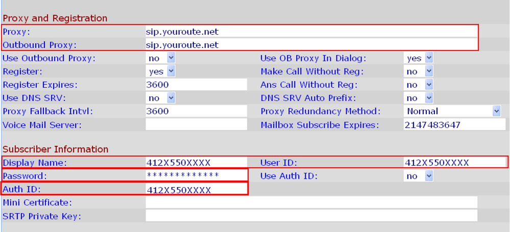 Linksys SPA 3102 line settings page